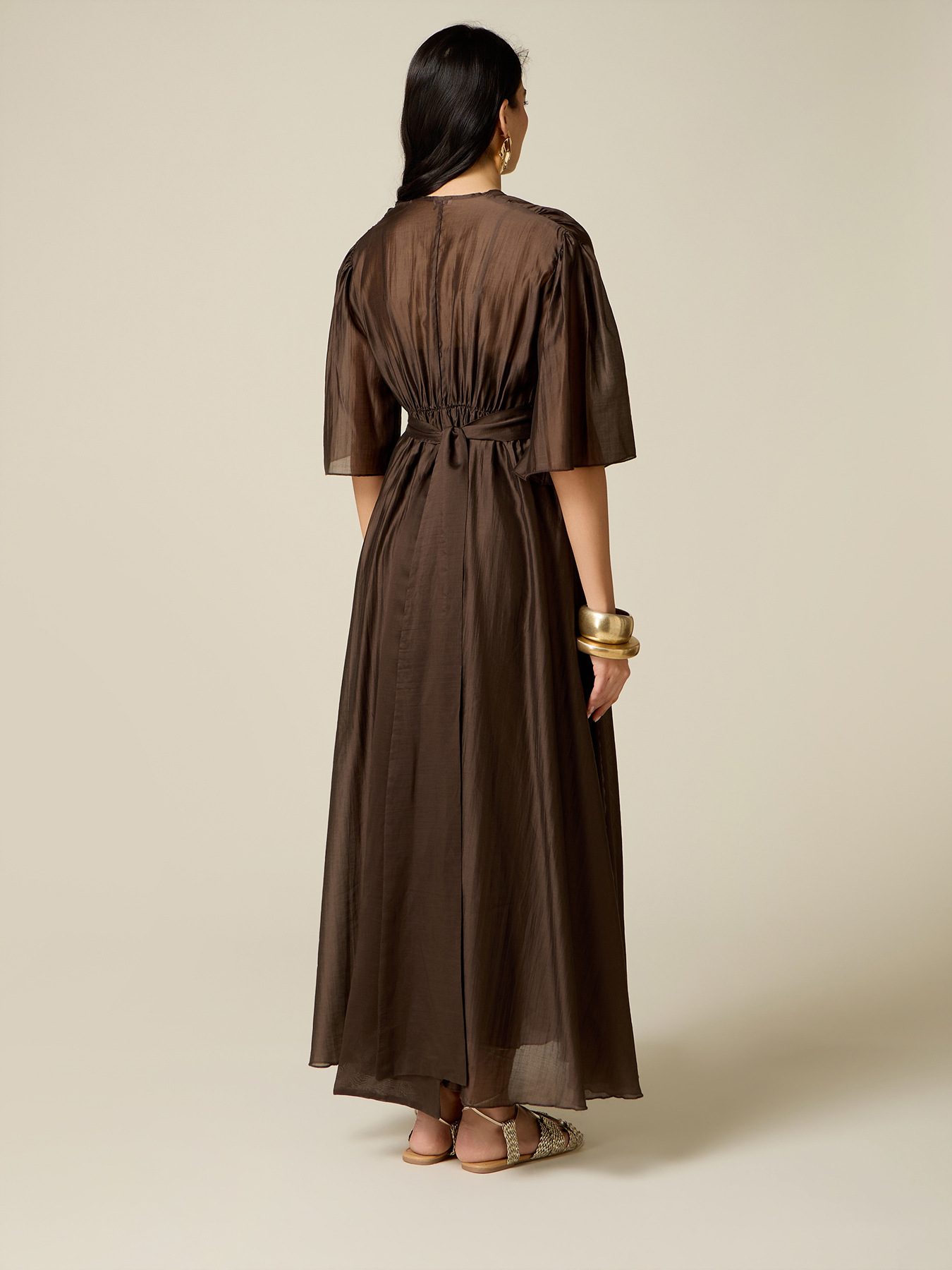 Long lyocell blend dress image number 1
