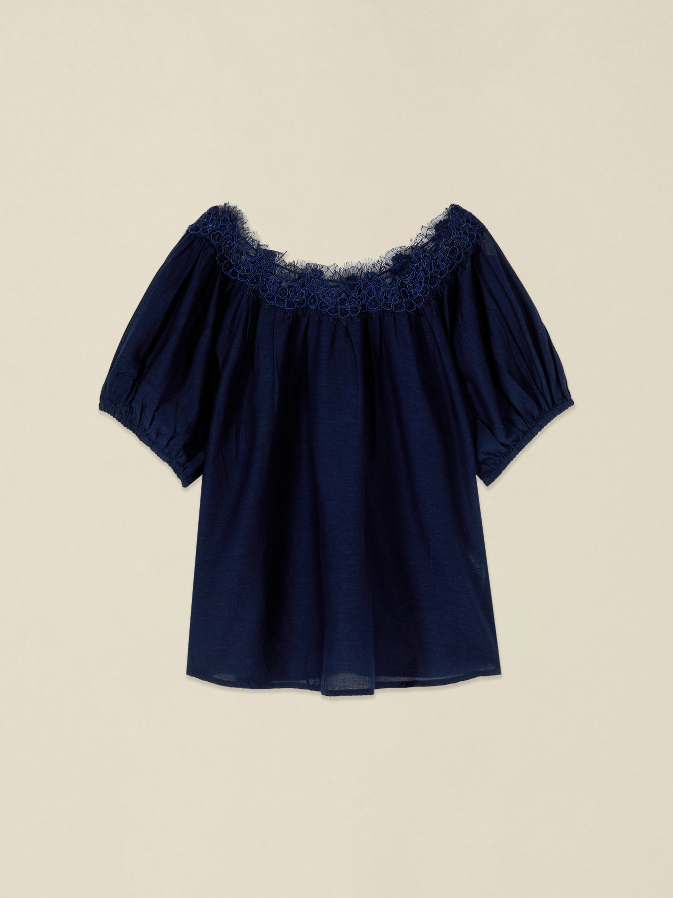 Off-Shoulder-Bluse mit Spitze image number 3