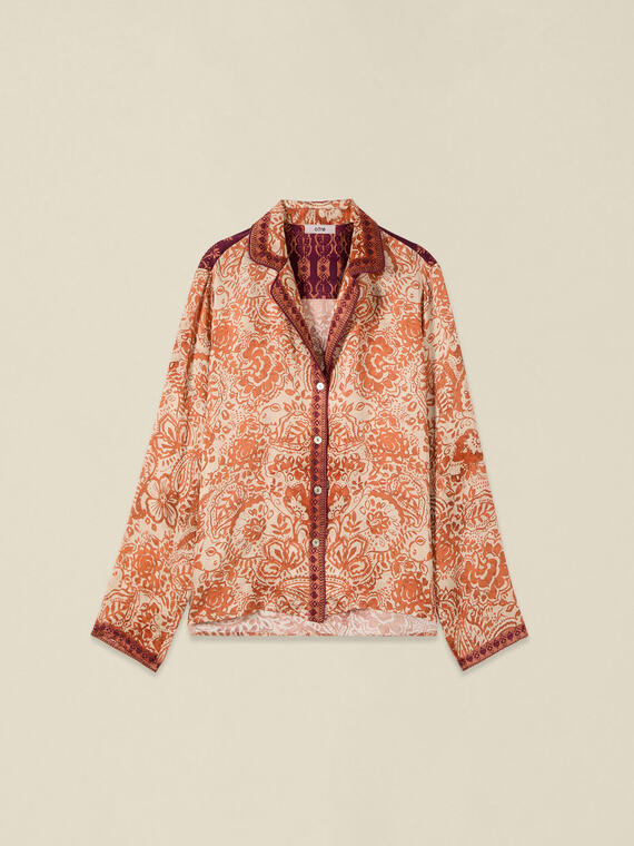 Camicia in raso di viscosa fantasia