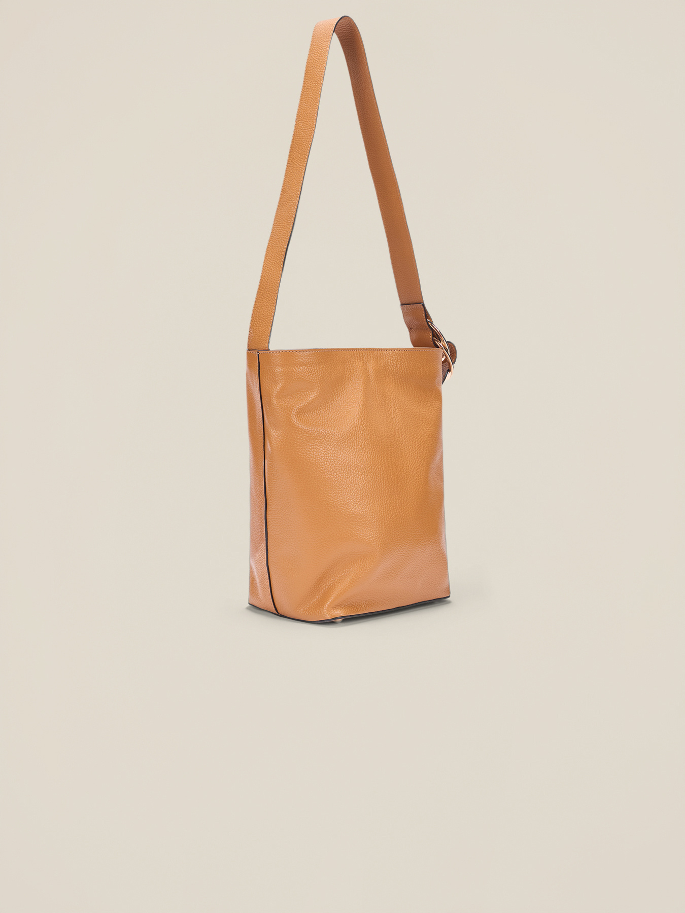 Genuine leather hobo bag with clutch image number 4