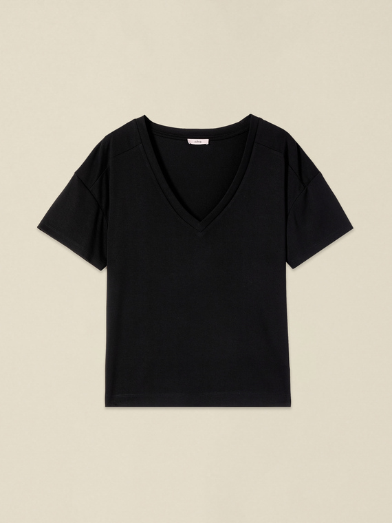 Modal blend V-neck T-shirt