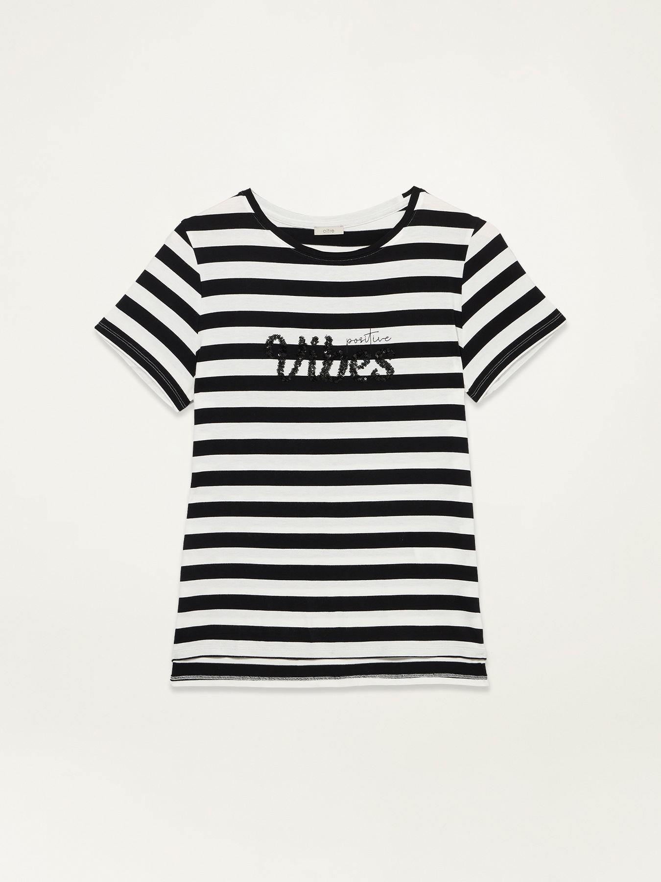 Camiseta de rayas con bordado de lentejuelas image number 4