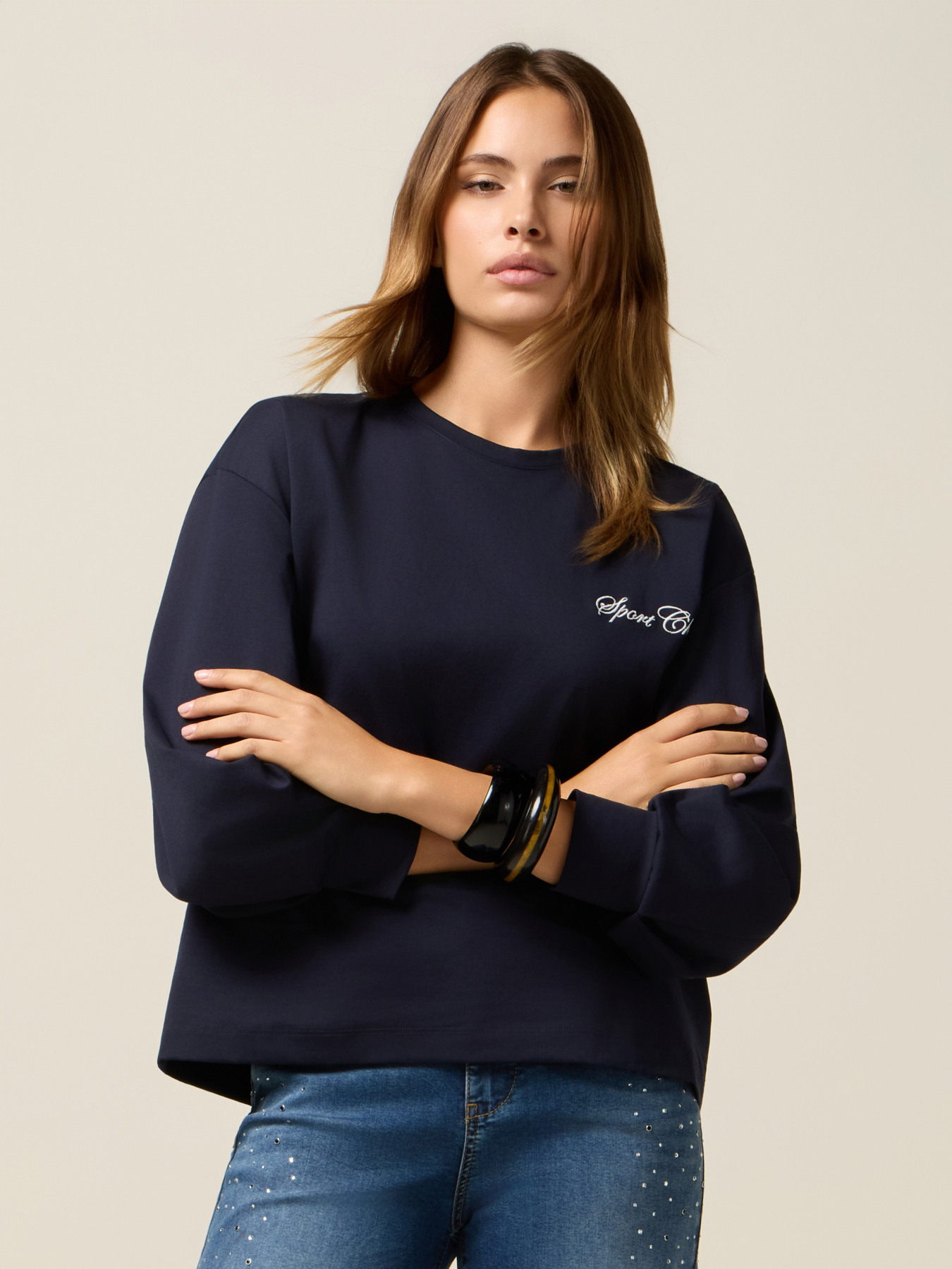 Crewneck sweatshirt with embroidered lettering image number 3