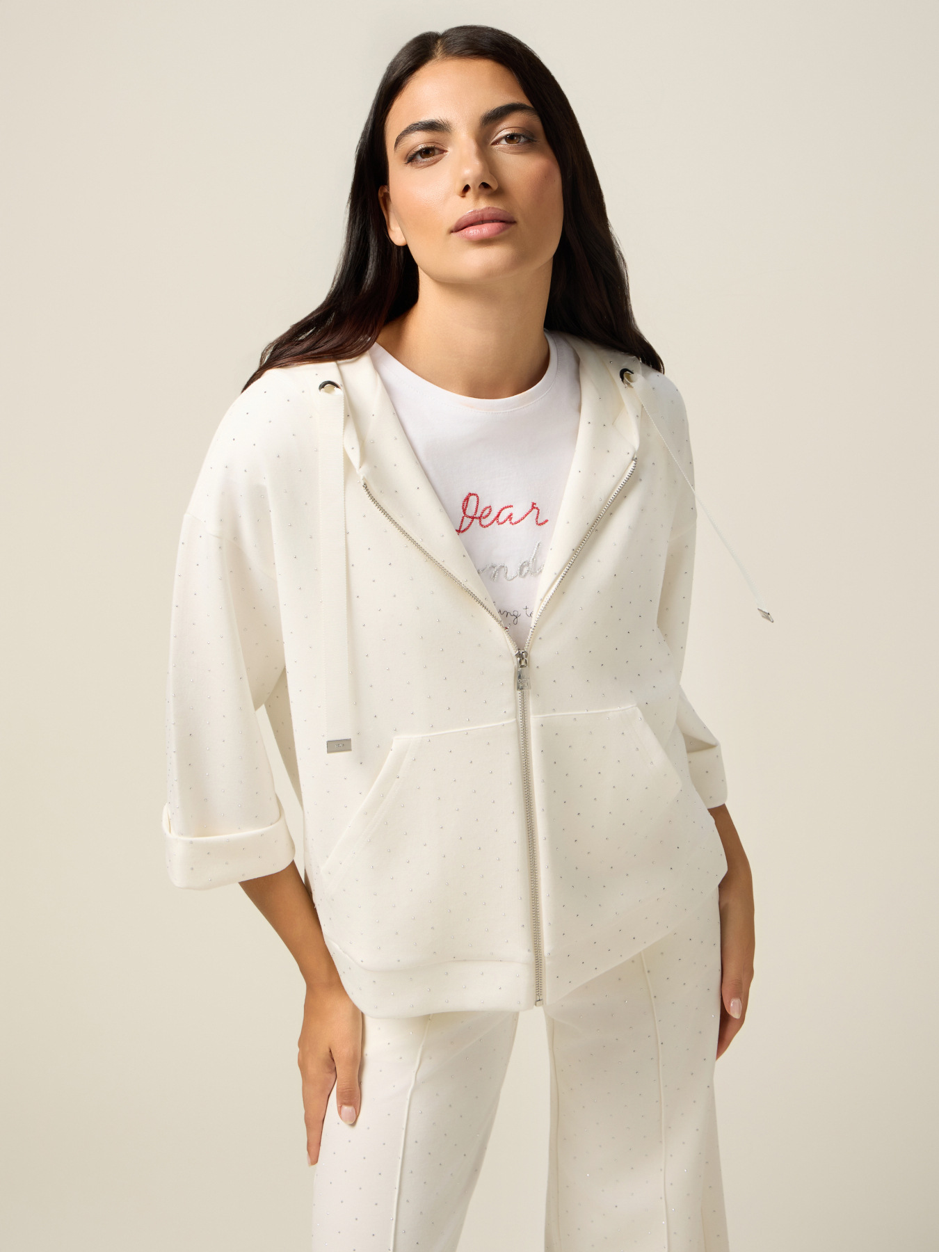 Open sweatshirt with micro studs image number 0