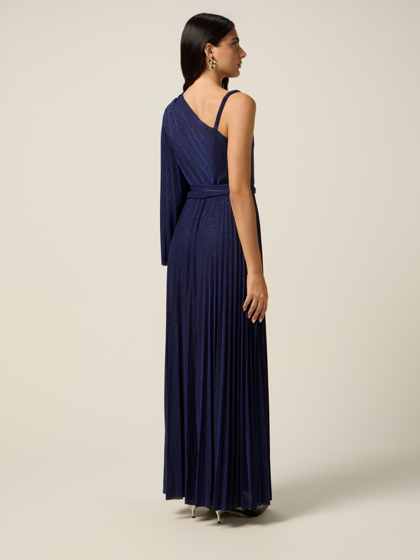 Vestito monospalla in jersey lurex image number 1