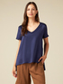 T-Shirt aus zwei verschiedenen Materialien mit Pailletten image number 0