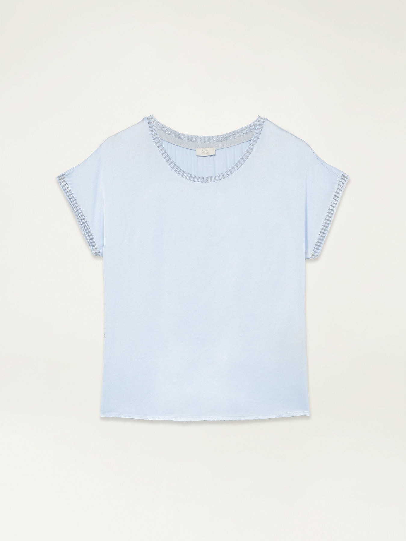 Blusa in raso con bordi a righe image number 3