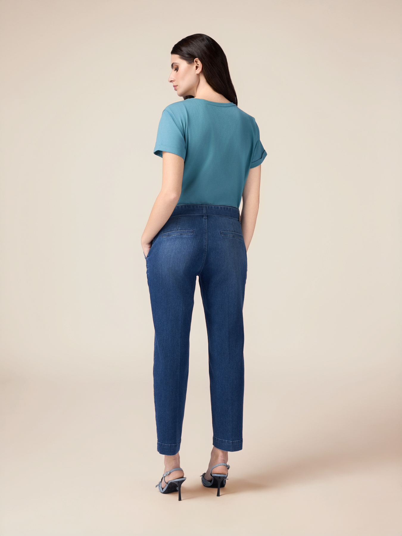 Chino jeans with belt and jewel buckle image number 2