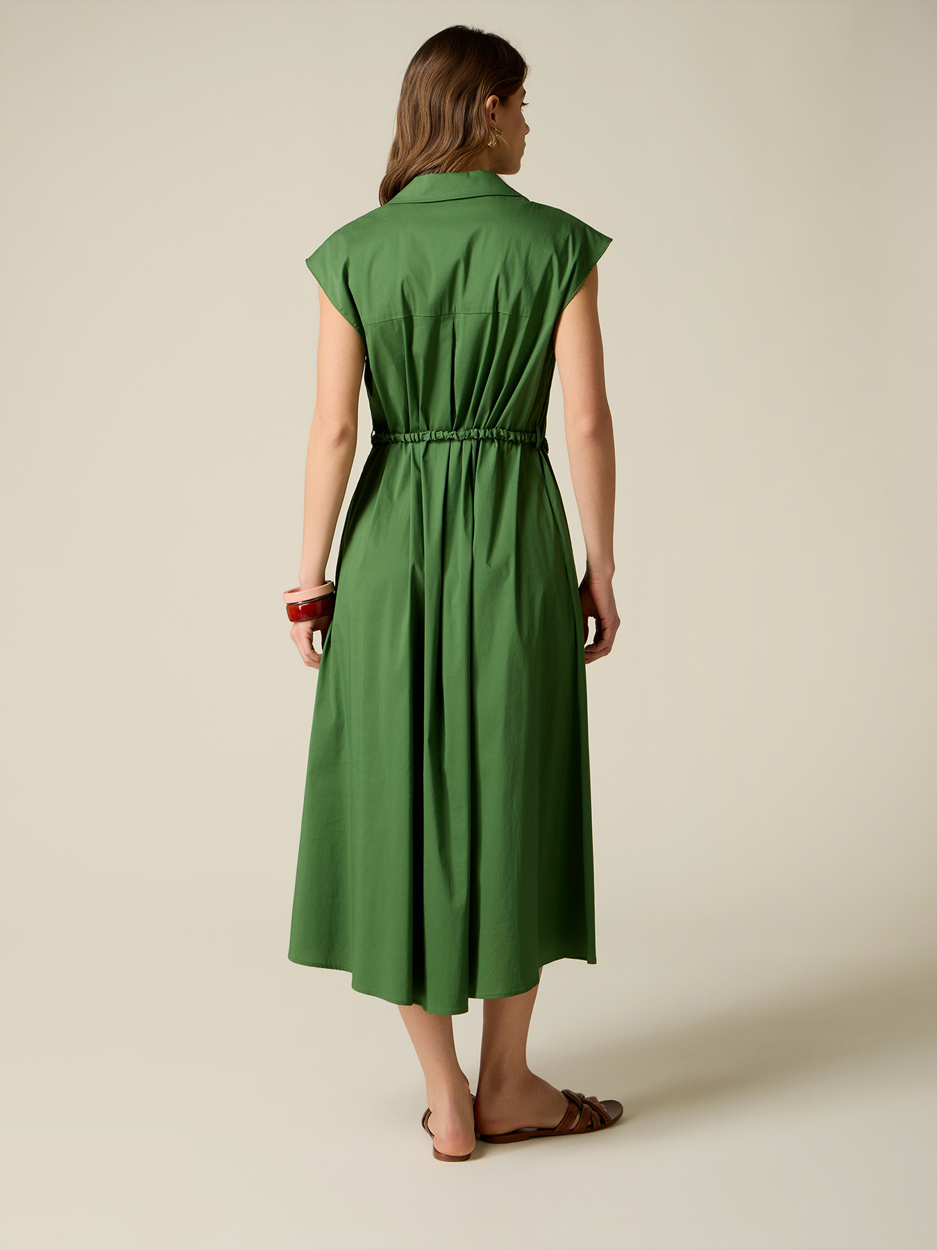 Robe chemise en popeline avec ceinture image number 1