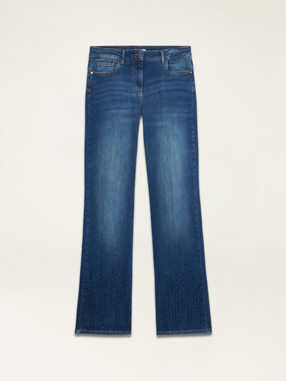 Regular-Jeans mit Strassregen