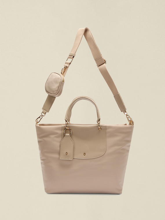 Shopper in nylon con tasca frontale