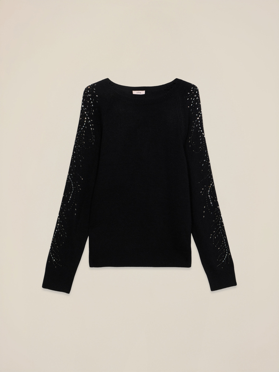 Jersey de mezcla de cachemir con encaje