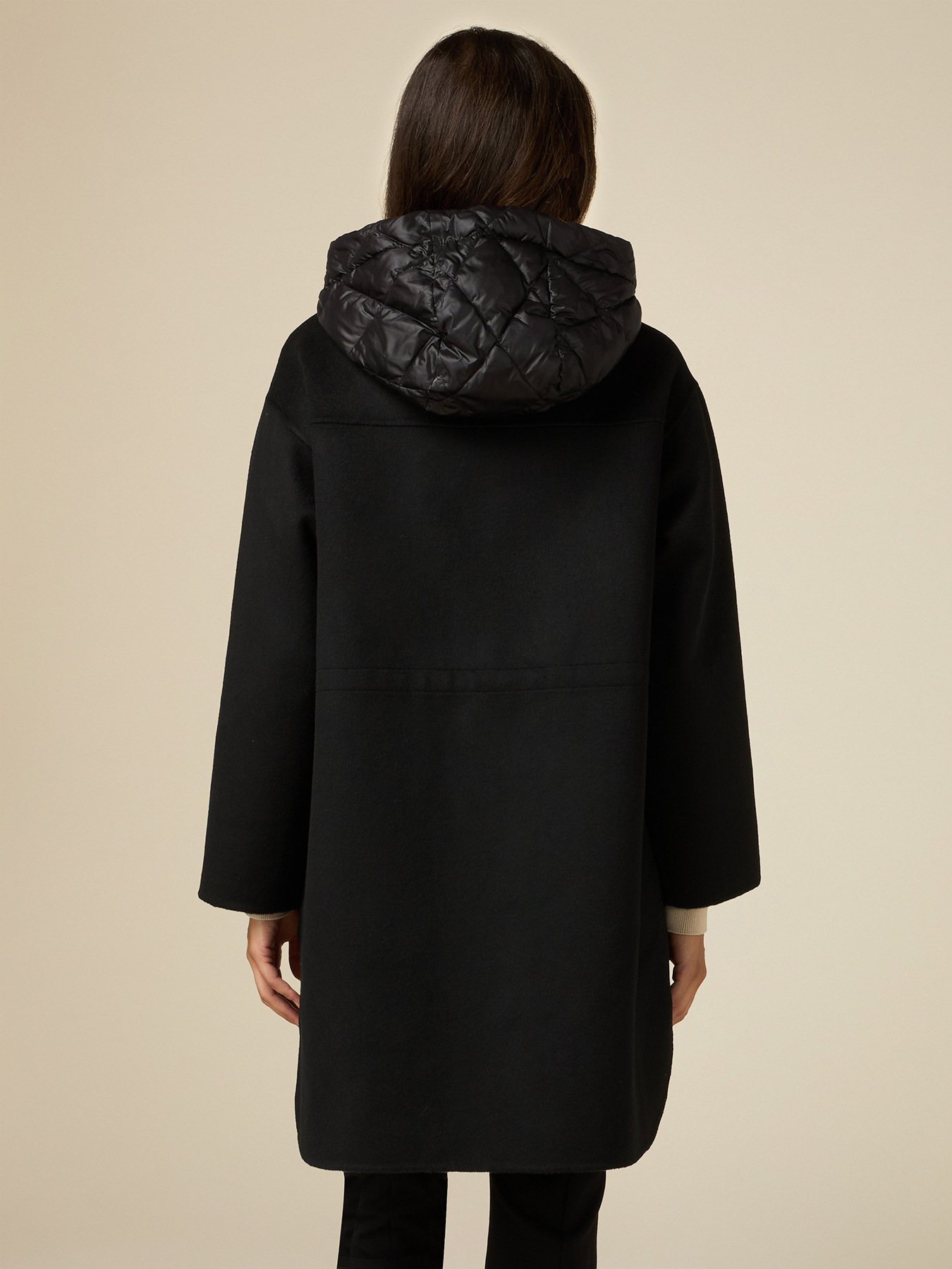 Cloth coat with nylon hood image number 1