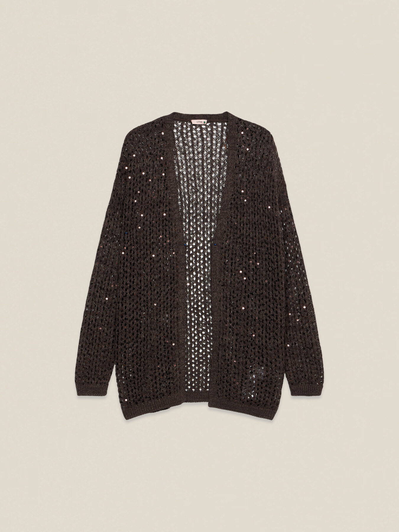 Durchbrochene Strickjacke mit Pailletten image number 3