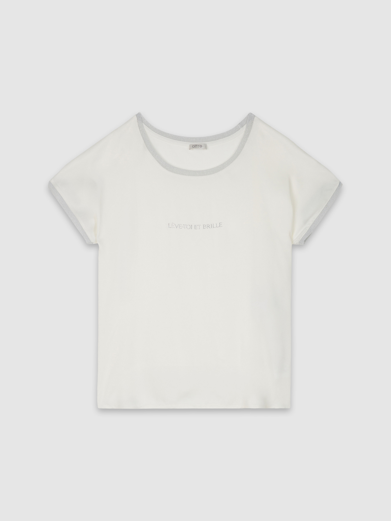Dual-fabric T-shirt with lettering image number 3
