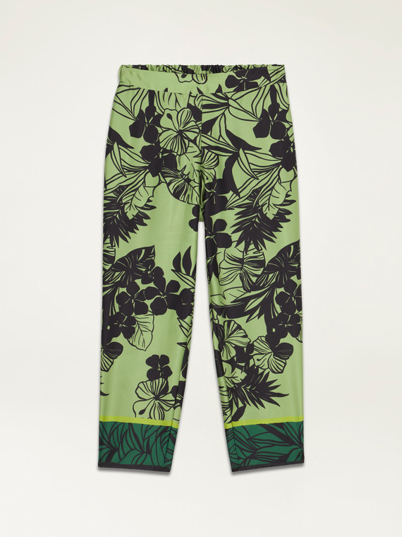 Patterned satin trousers