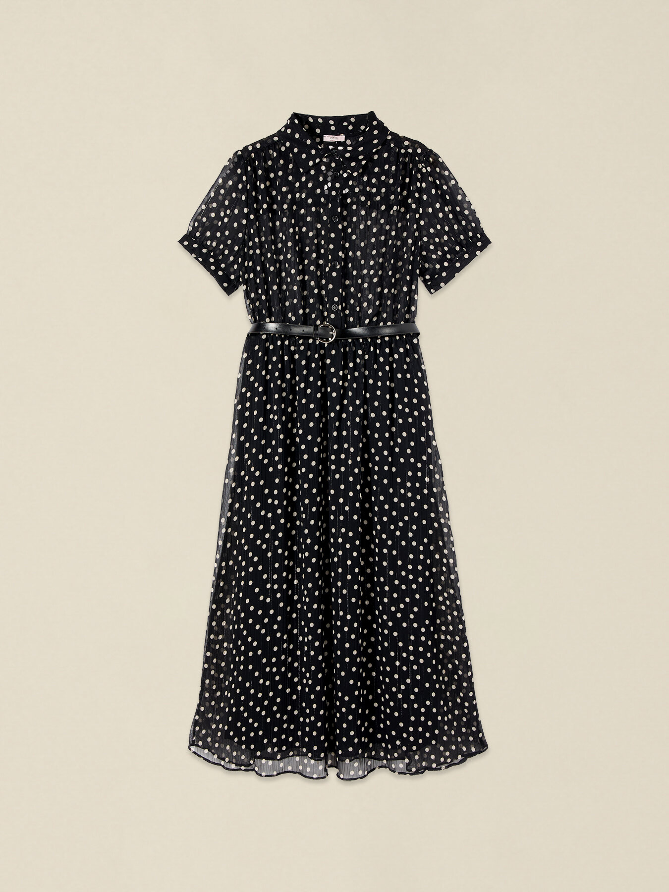 Polka dot midi shirt dress image number 4