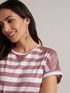 Striped T-shirt with lace and rhinestones image number 0