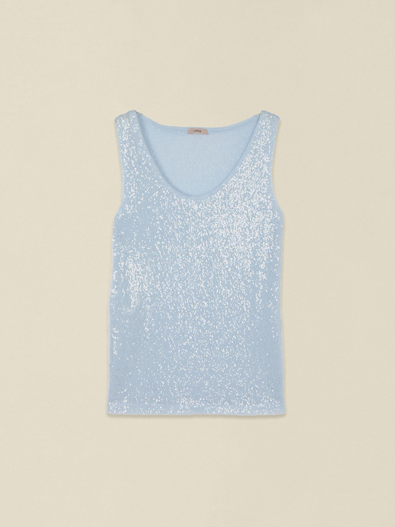 Top in tulle e paillettes