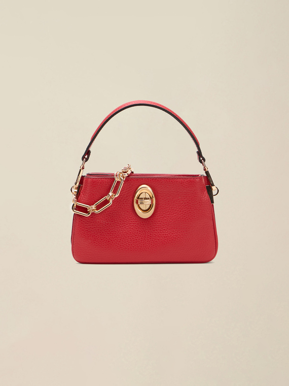 Genuine leather bag with decorative chain