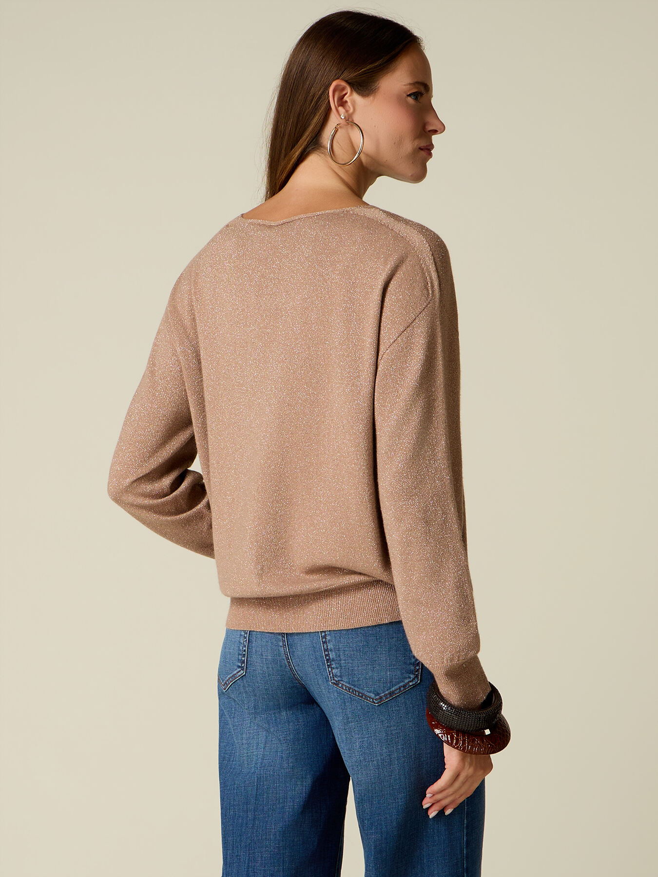 Pull d&eacute;collet&eacute; en V m&eacute;lange viscose image number 1