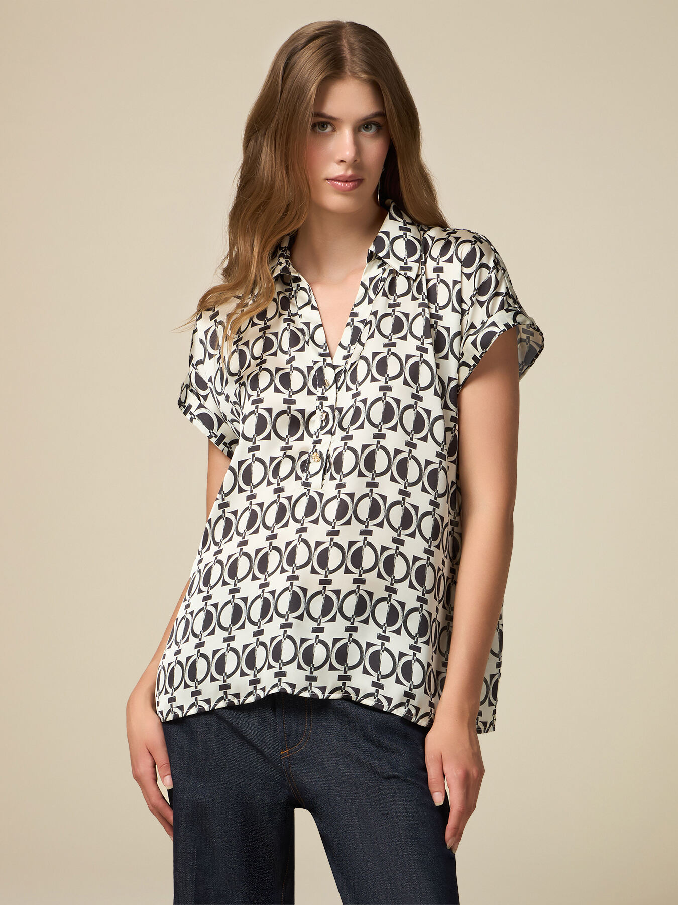 Patterned satin blouse image number 0