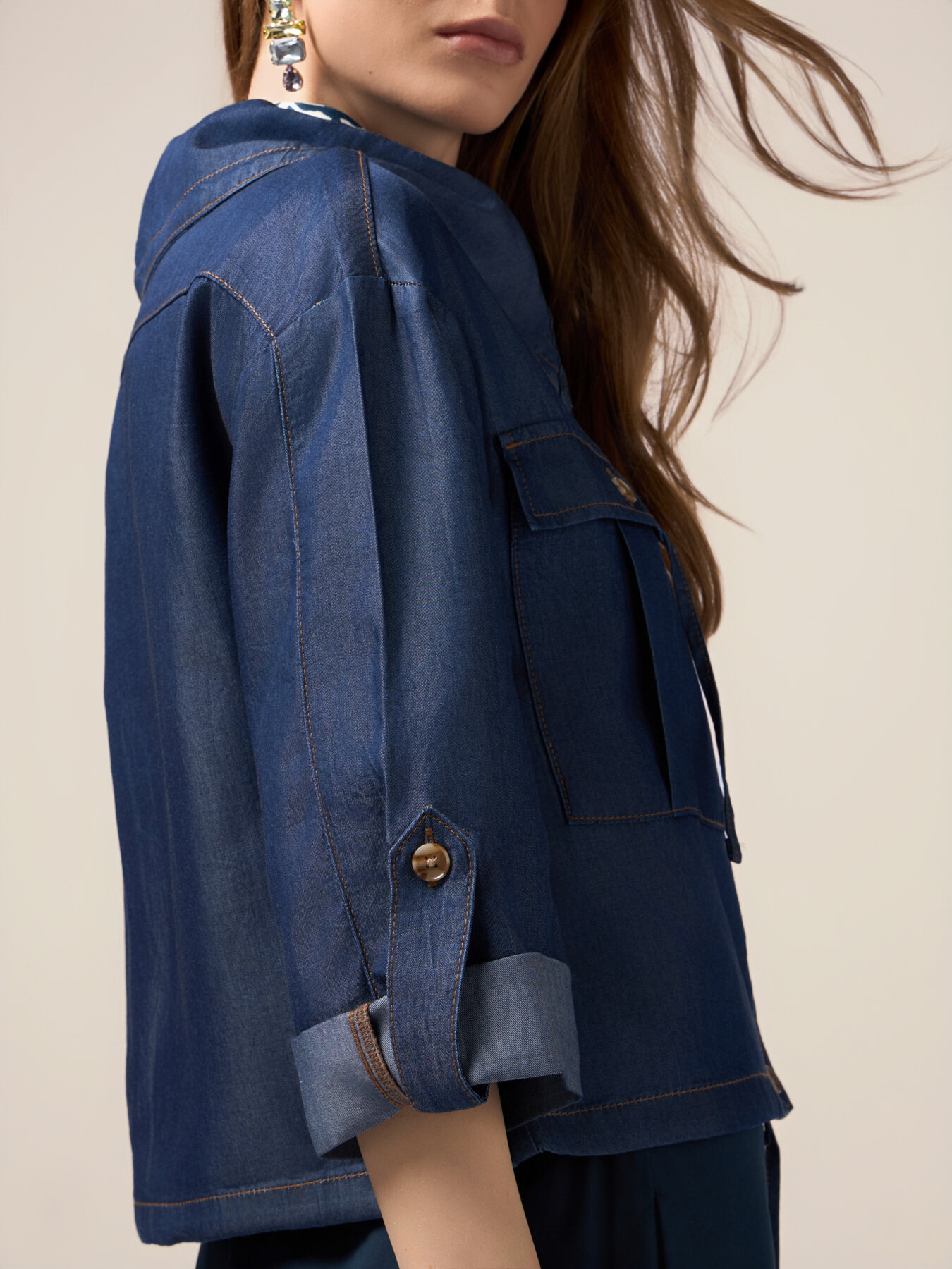 Boxy unstructured jacket in Tencel image number 2