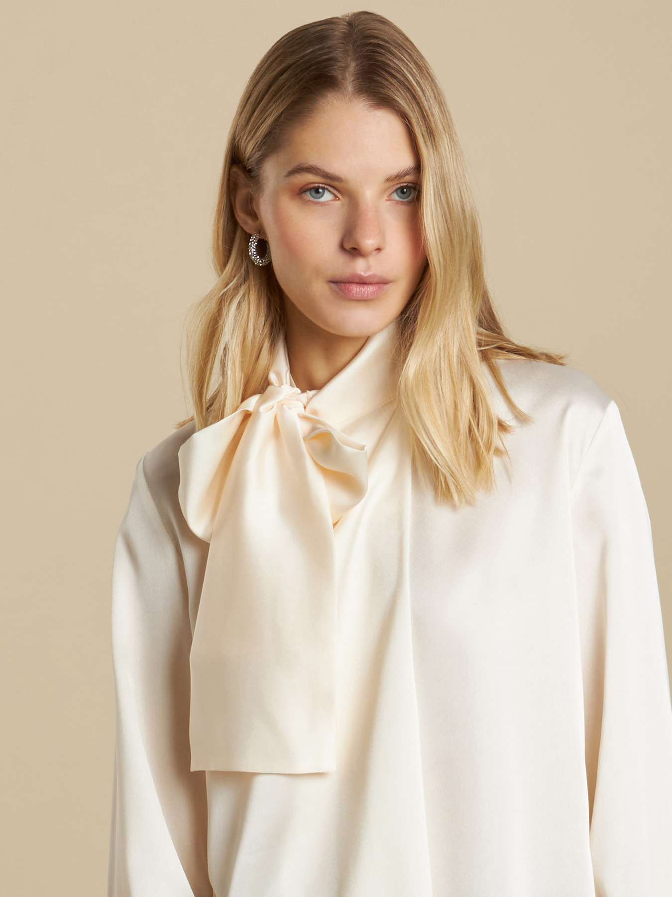 Satin blouse with bow image number 2
