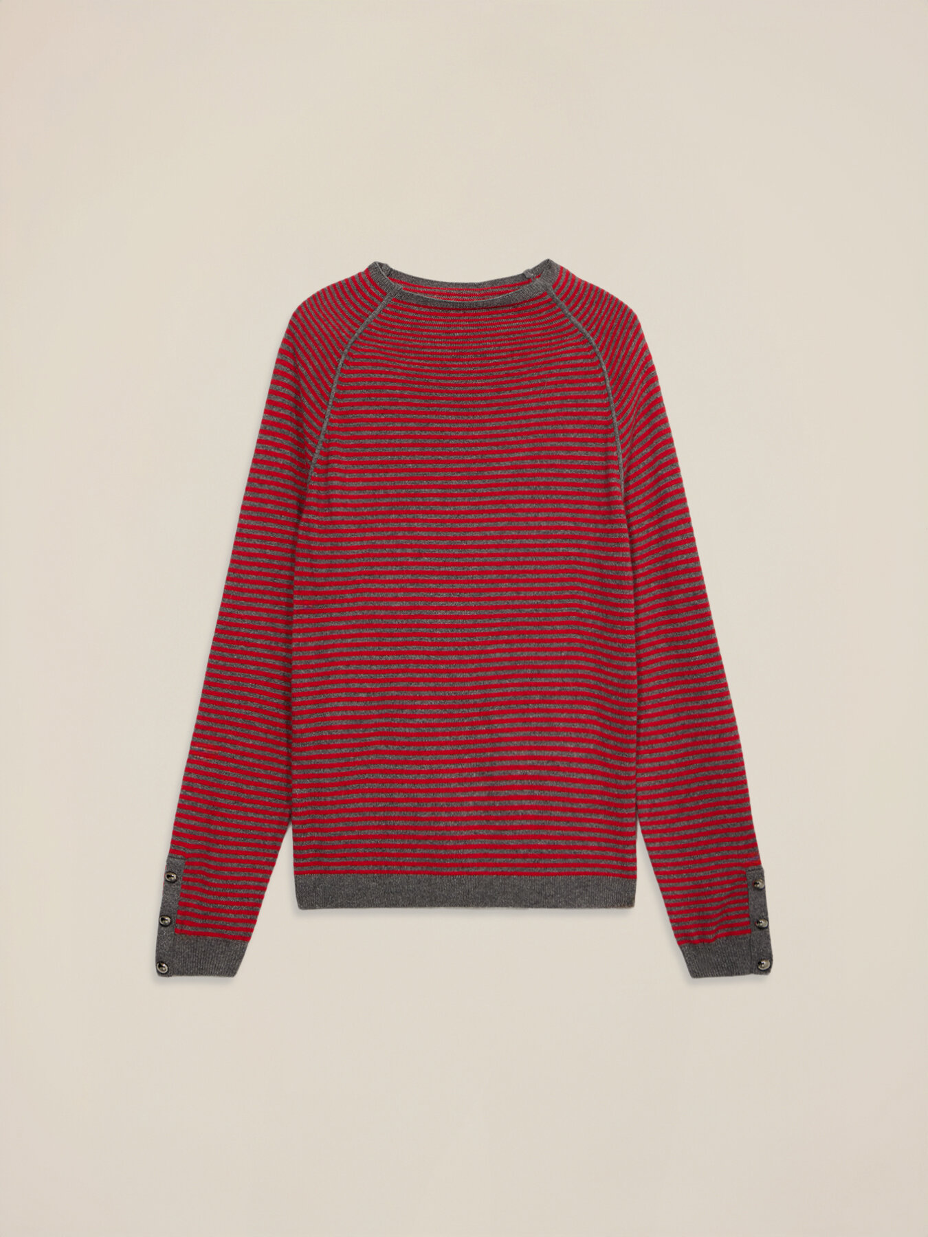 Pullover aus Wollmischung mit Streifen und Knopfdetail image number 3