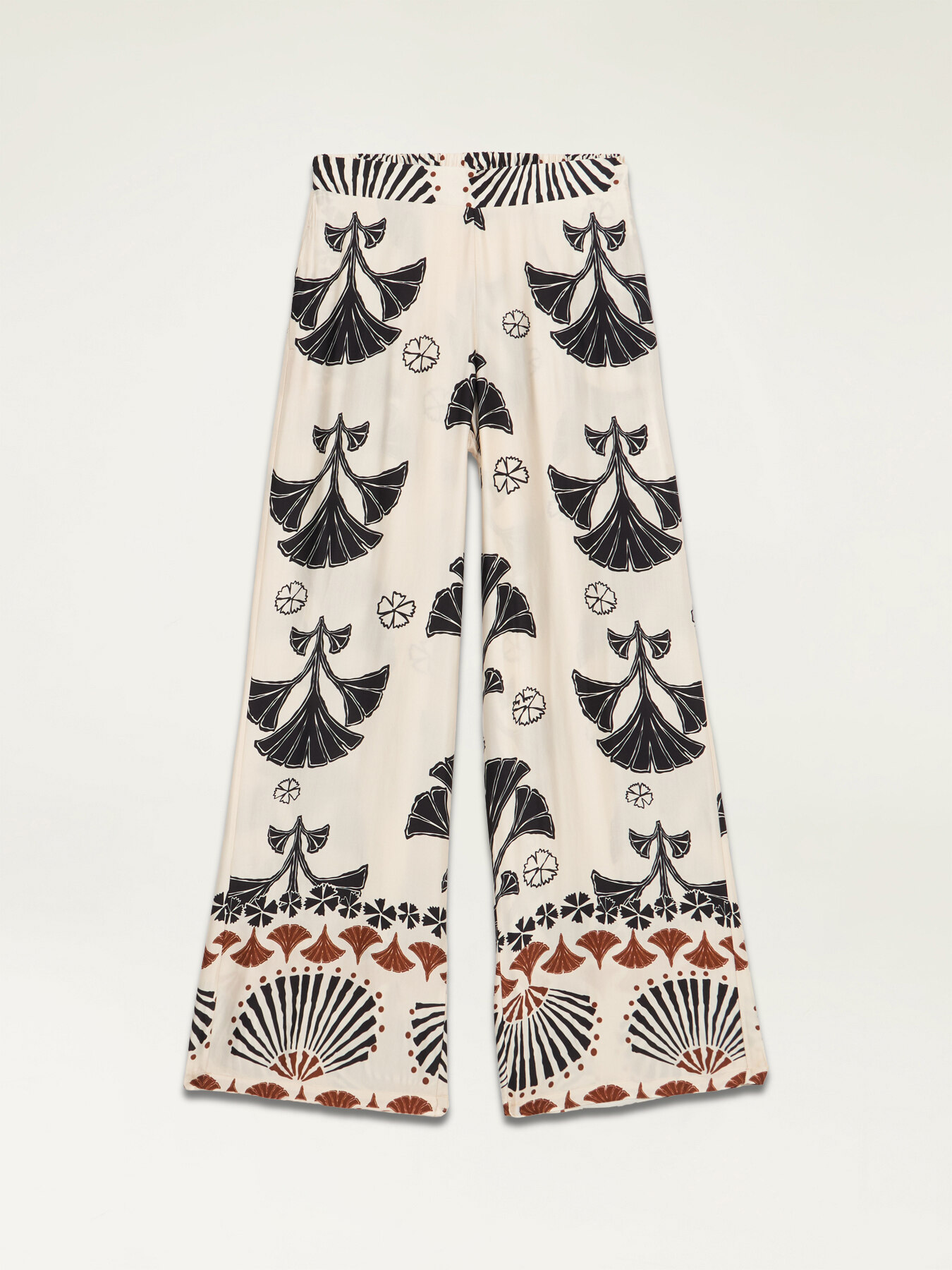 Pantaloni palazzo in raso fantasia image number 4