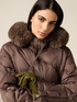 Midi quilted down jacket with real feather image number 2