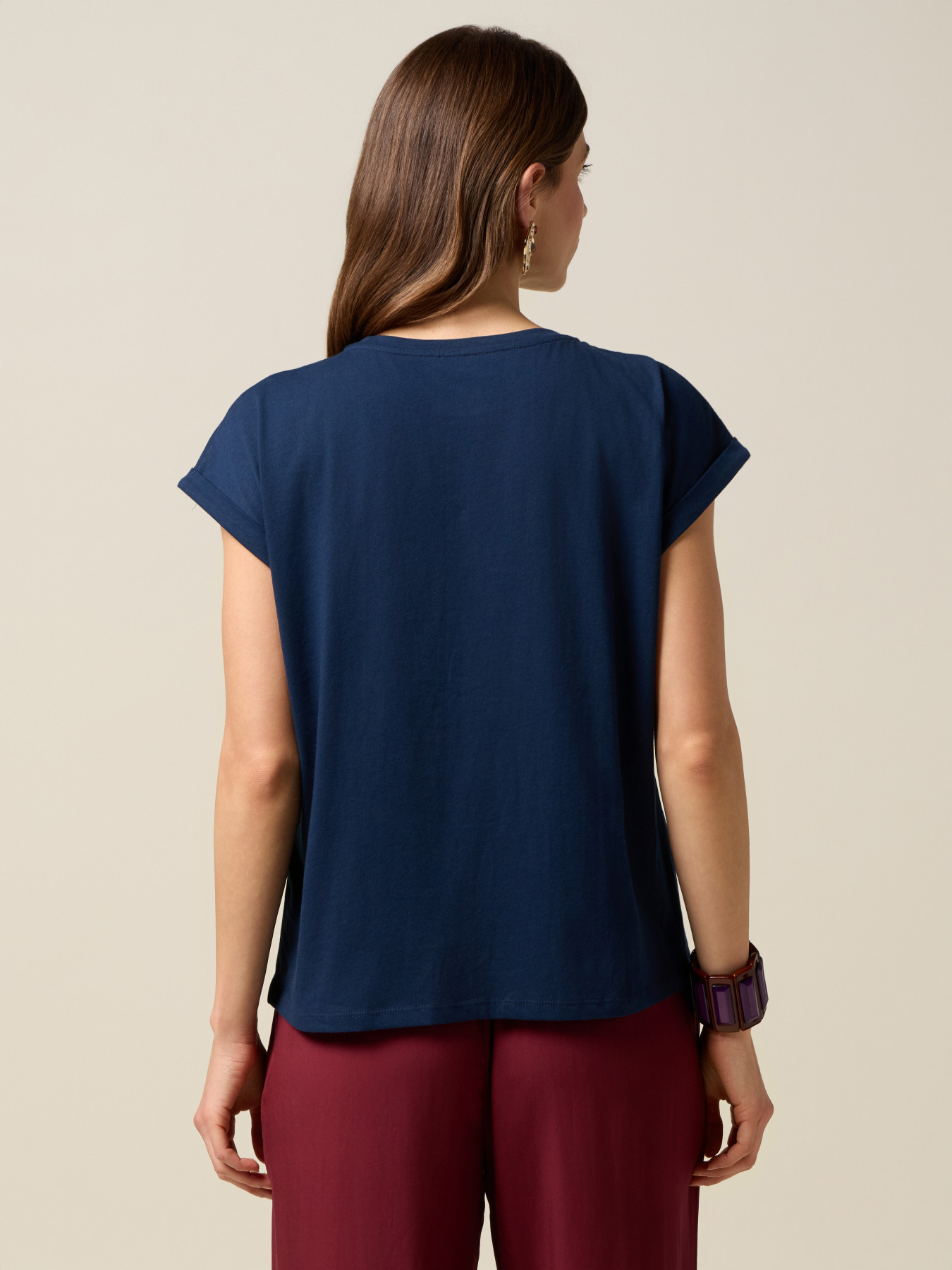 Camiseta de punto jersey con bordado de letras image number 1