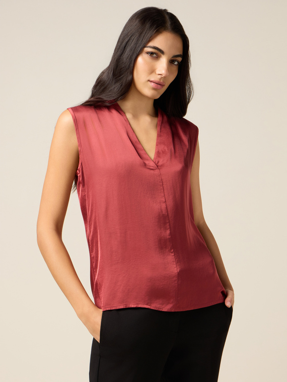 V-neck satin blouse