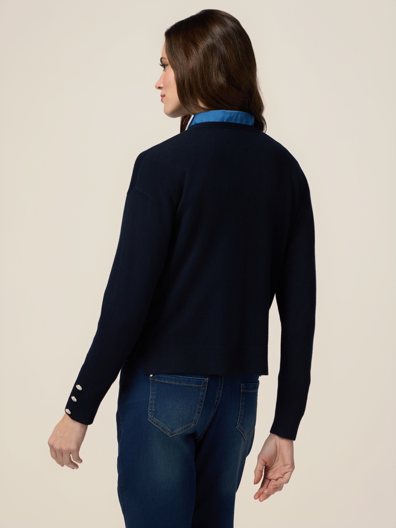 Cardigan misto viscosa con bottoni gioiello image number 1