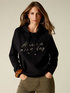 Hooded sweater with jewel embroidery image number 0