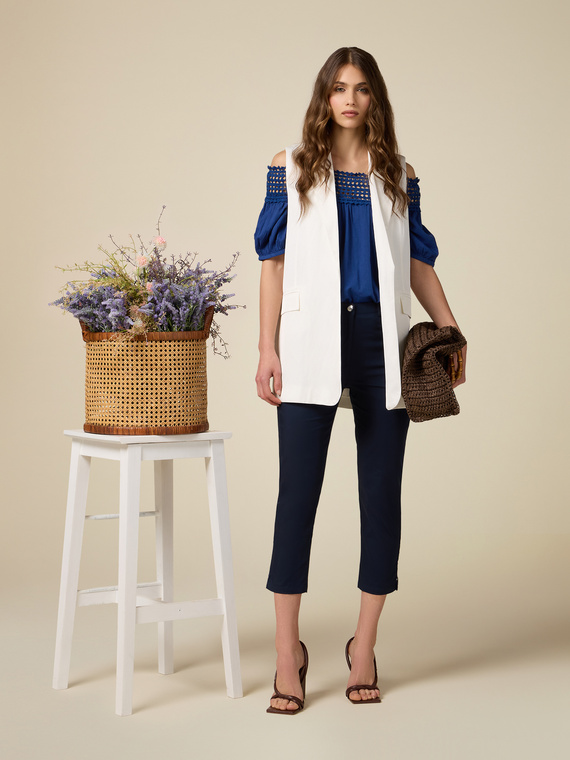 Cotton-blend Capri trousers