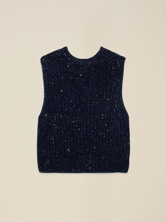 Mixed mohair vest with sequins