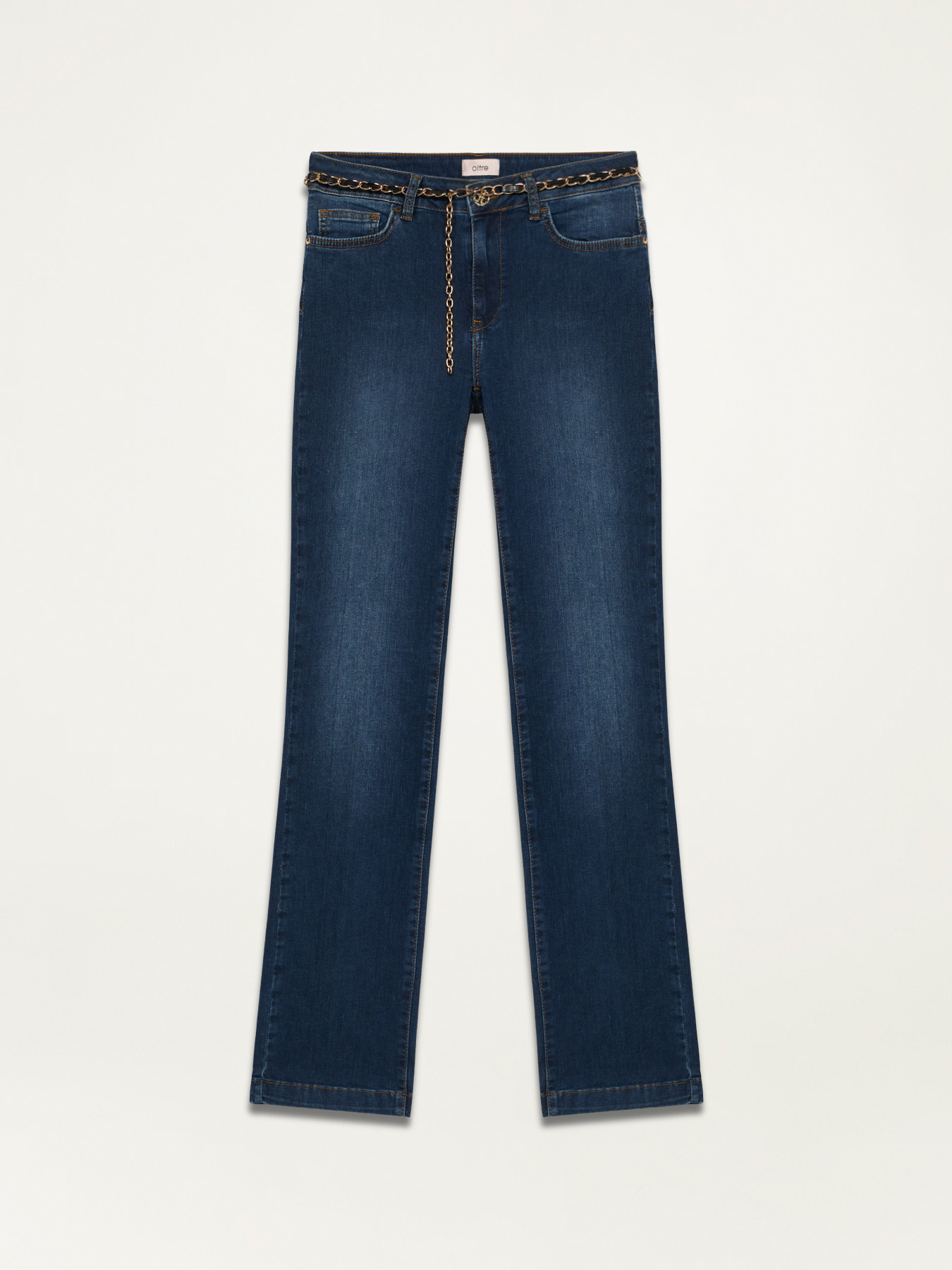 Eco-friendly regular jeans with chain belt image number 4