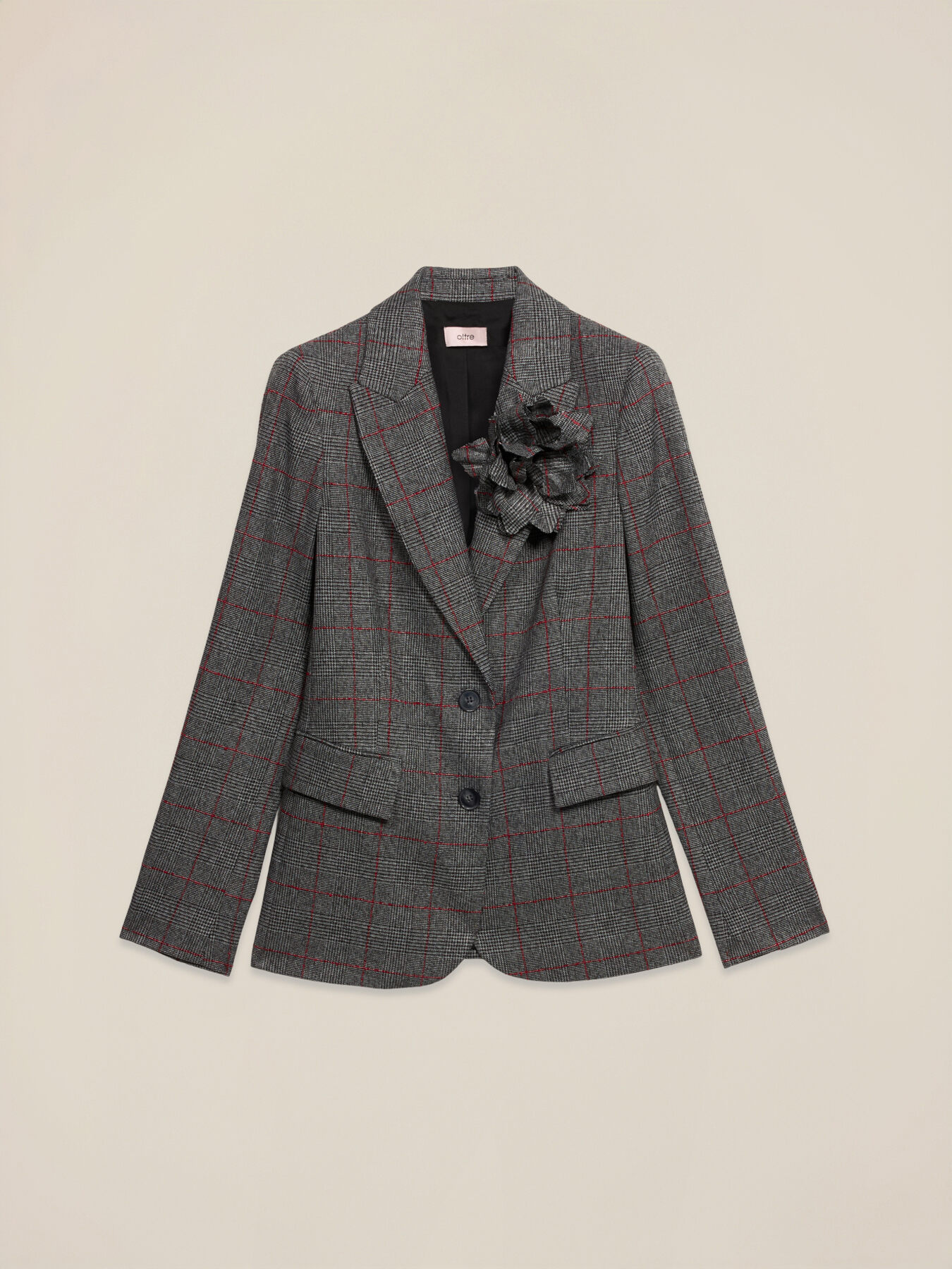 Blazer &agrave; carreaux avec broche image number 5