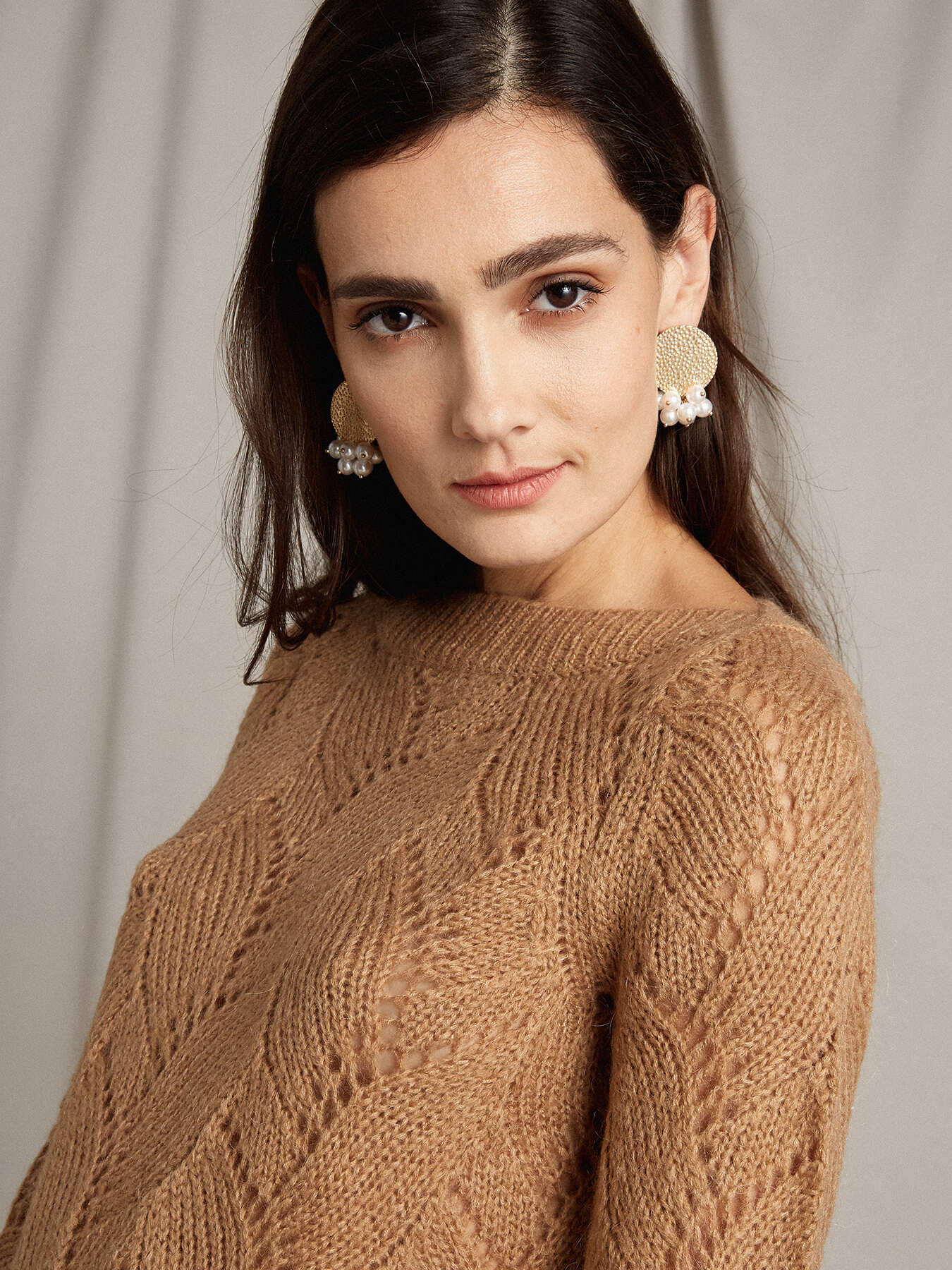 Mohair blend sweater with openwork image number 2