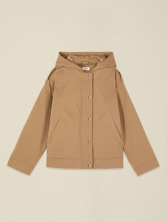 Short parka with hood