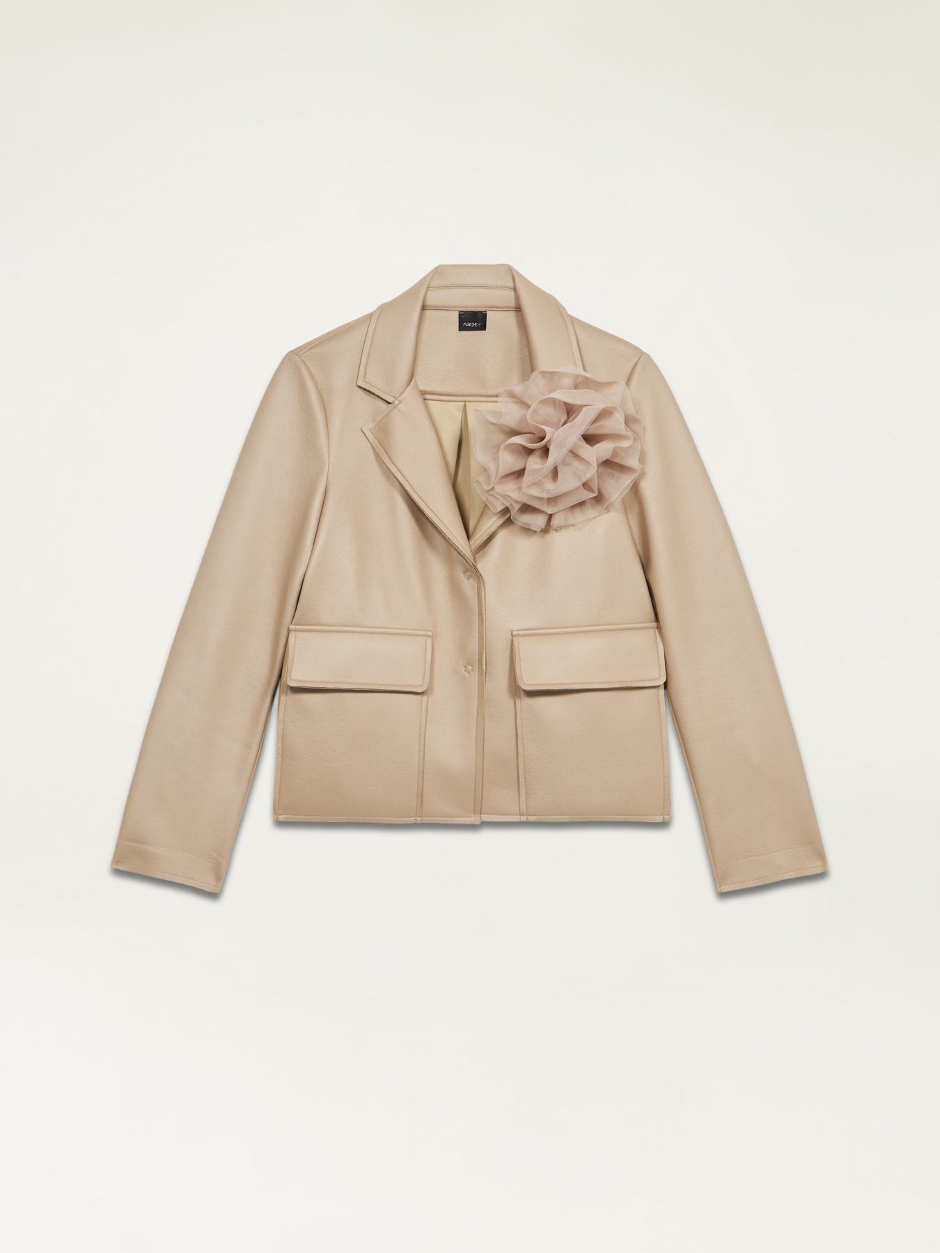 short pea coat with jumbo brooch image number 4