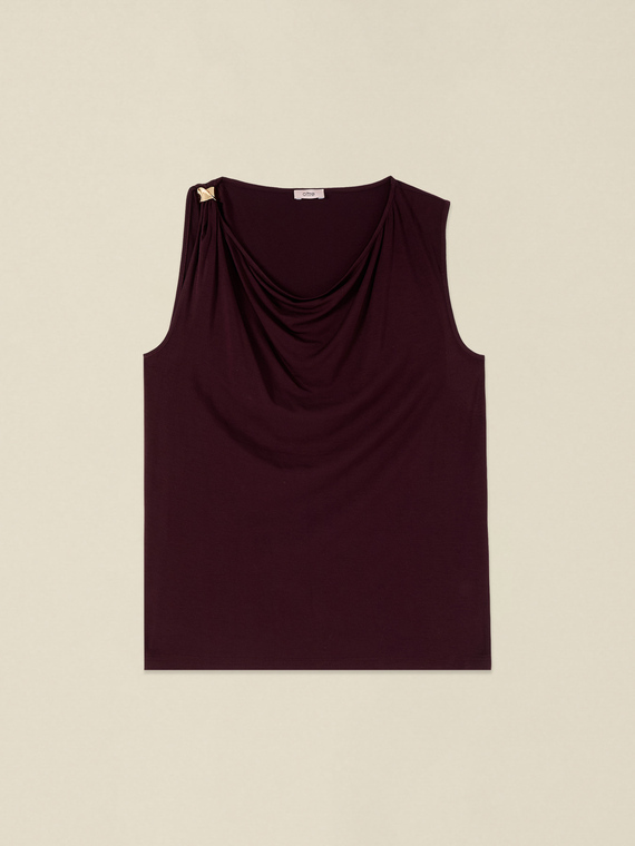 Top with drape and metal clasp