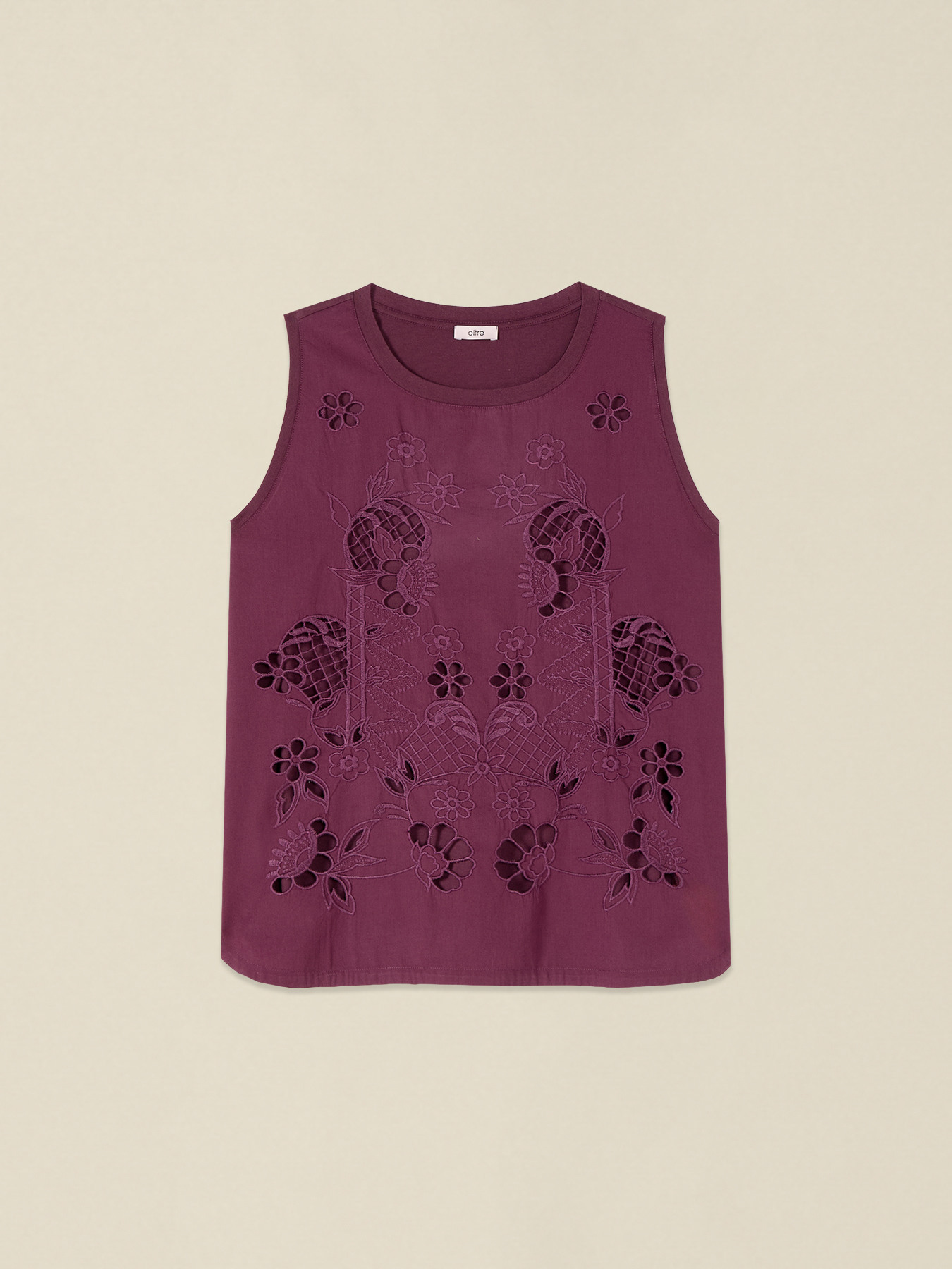Cotton top with openwork embroidery image number 3