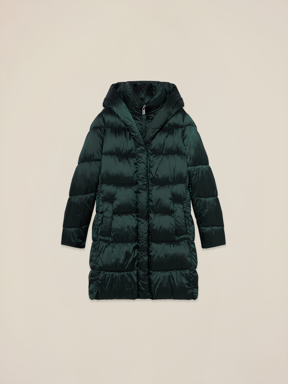 Langer Daunenjacke aus Nylon mit Kapuze