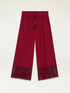 Pantaloni cropped cu inserții de macrameu image number 4