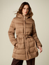 Mid-length puffer jacket with belt and hood image number 0