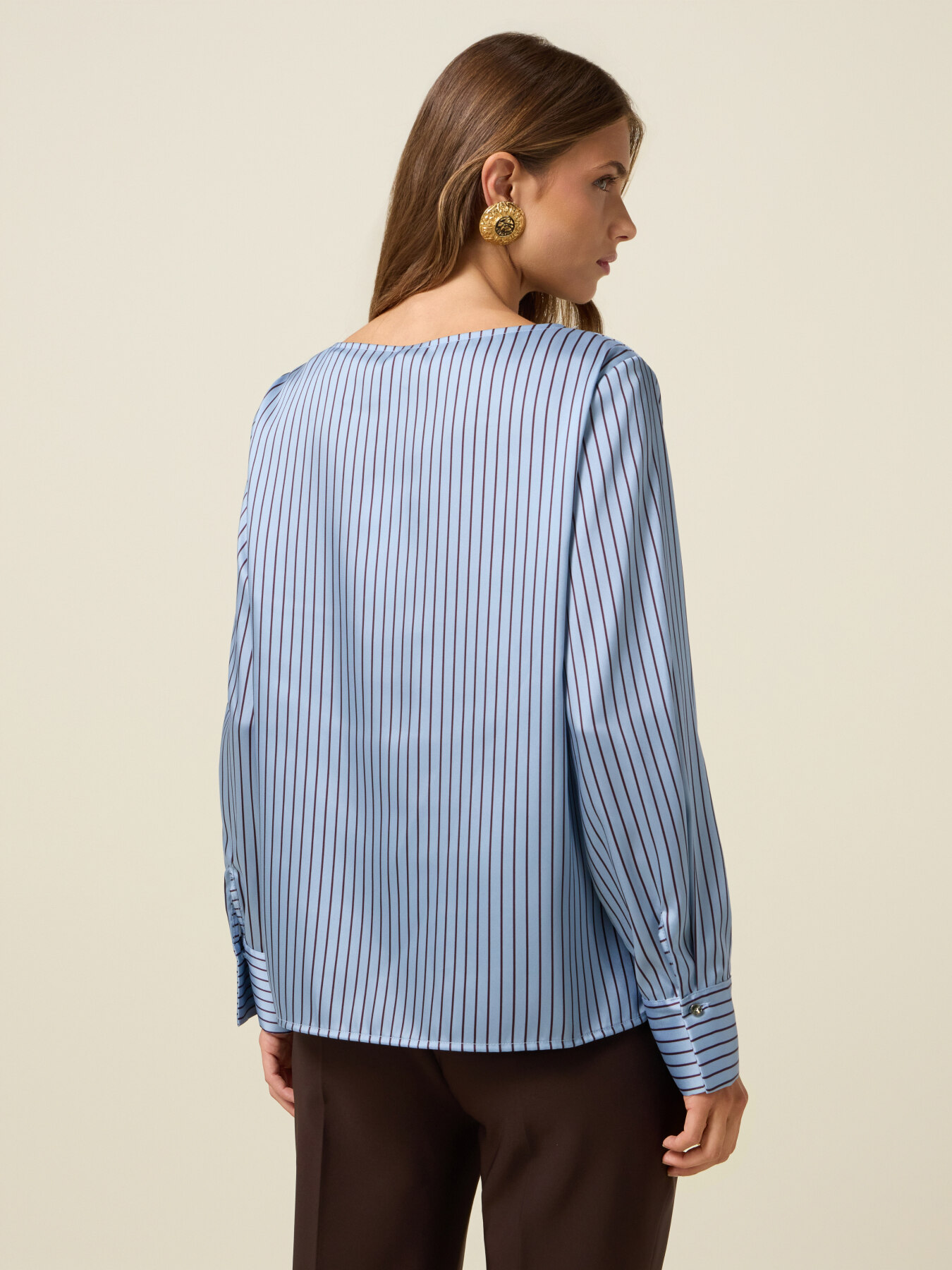 Striped satin blouse image number 1