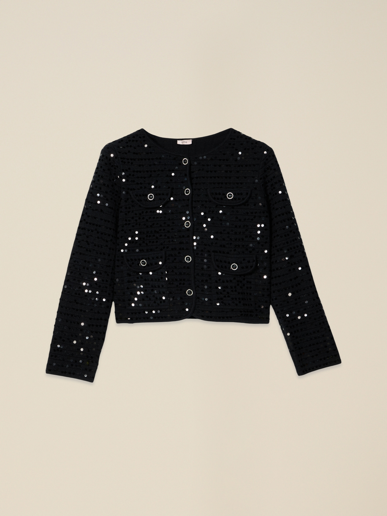 Cardigan boxy cu paiete image number 3