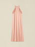 Long satin dress with ruffle image number 3